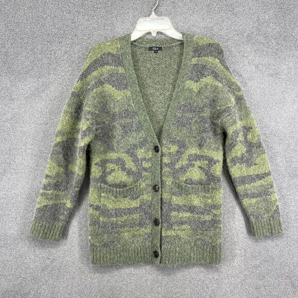 Rails Cardigan Womens Small Runi Green Gray Camo Button Alpaca Wool Soft Warm - Picture 1 of 16